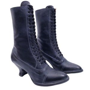 FREE PEOPLE OAK TREE FARMS MIRABELLE BLACK RUSTIC LACE UP GRANNY BOOTS